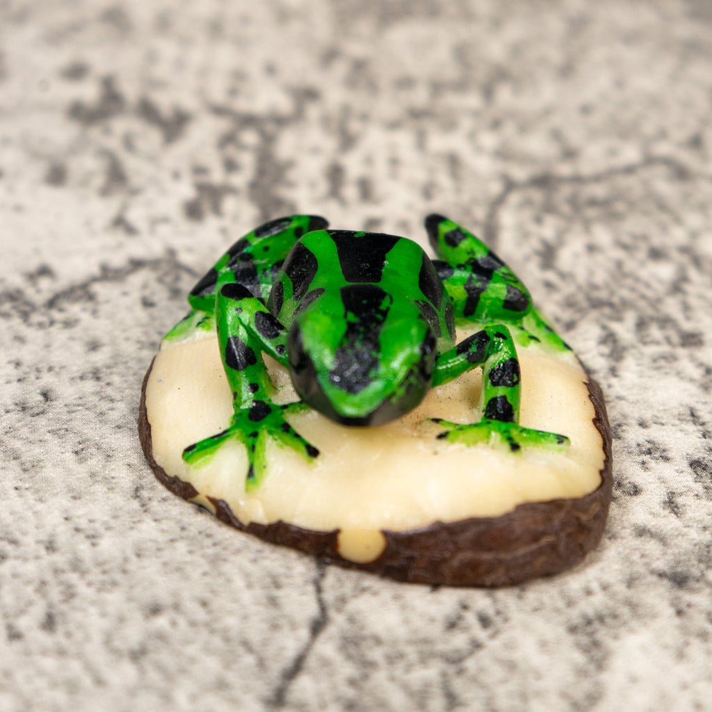 Green And Black Poison Dart Frog Tagua Carving