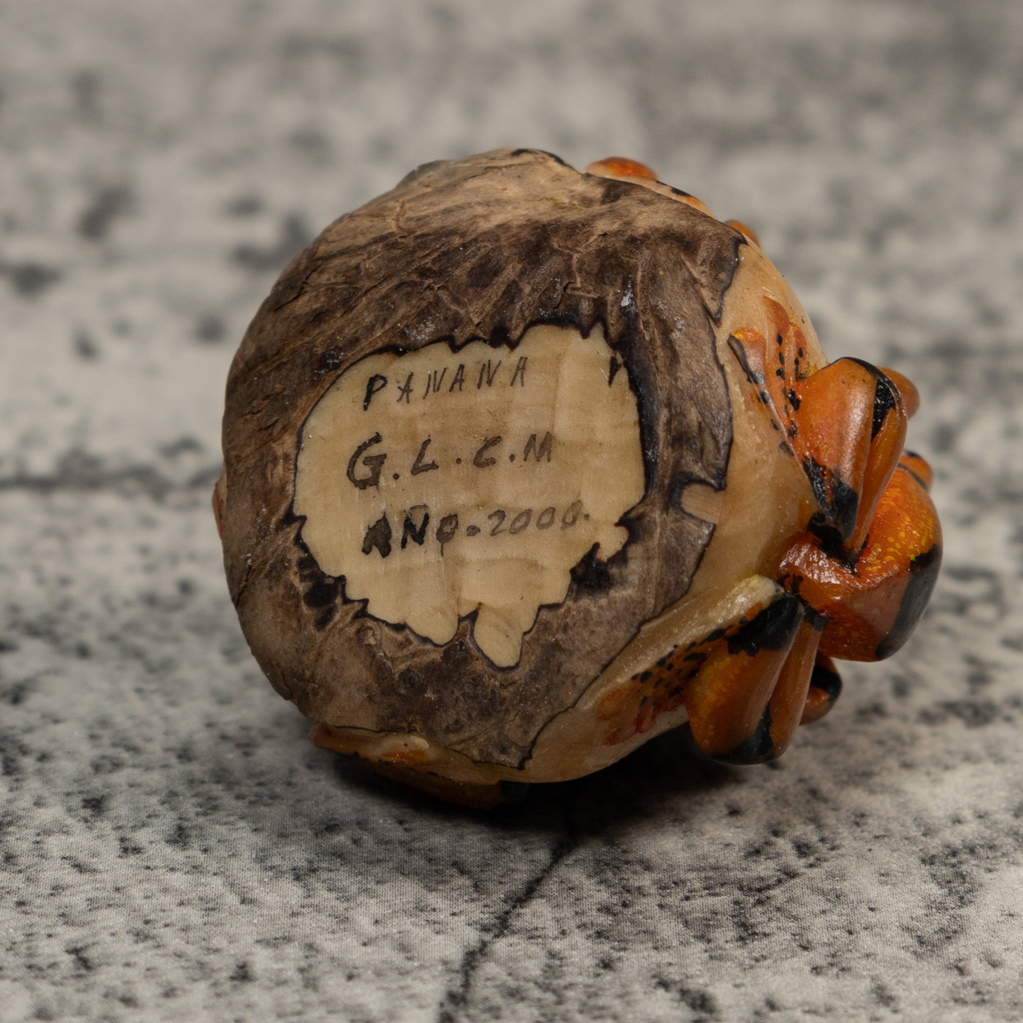 Triple Black And Orange Poison Dart Frog Tagua Carving