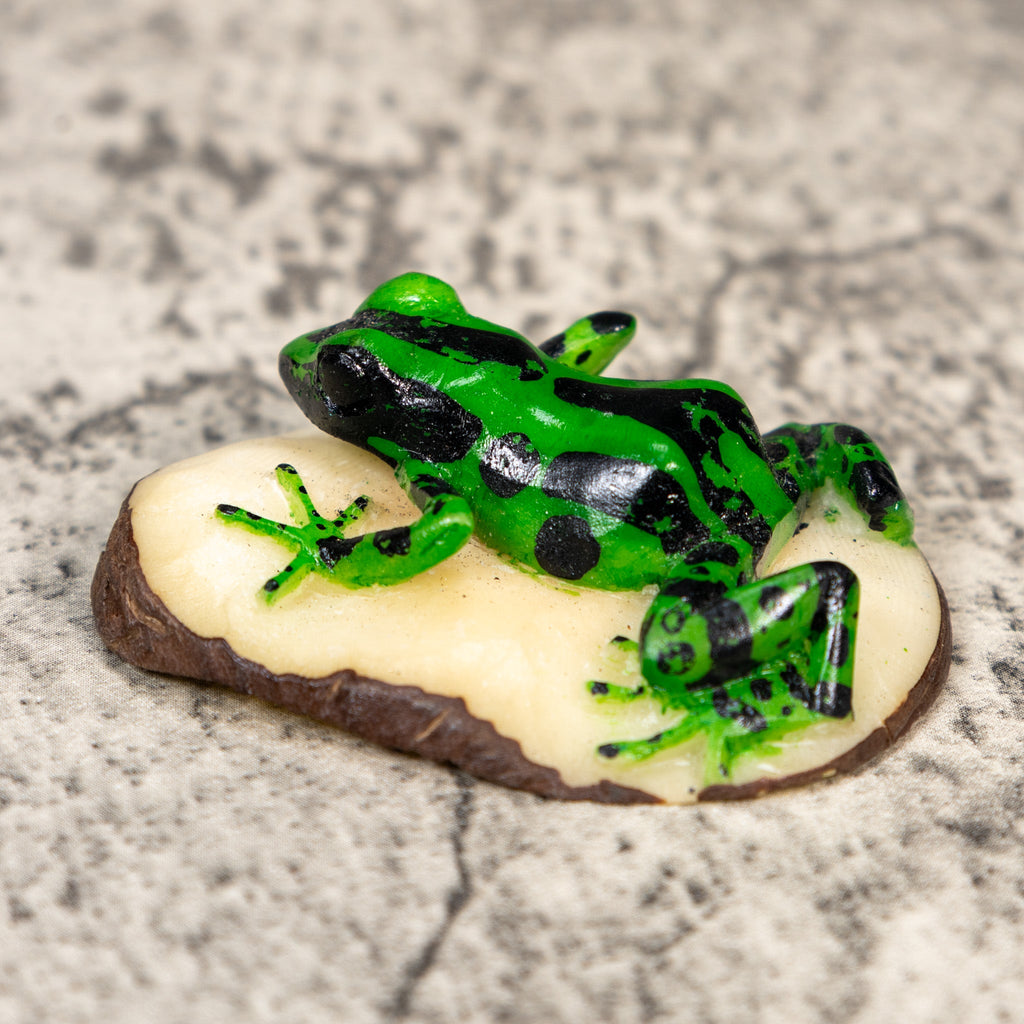 Green And Black Poison Dart Frog Tagua Carving