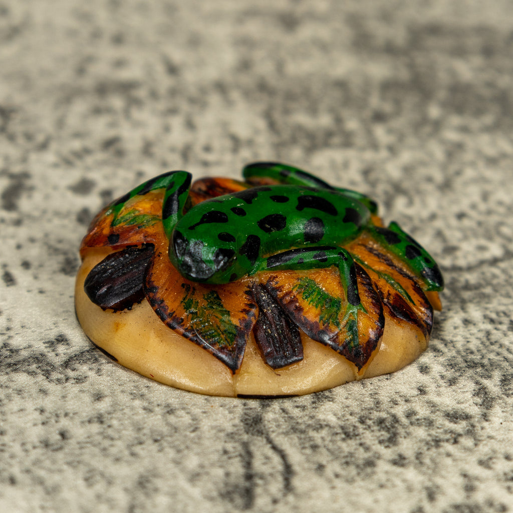 Black And Green Poison Dart Frog Tagua Carving