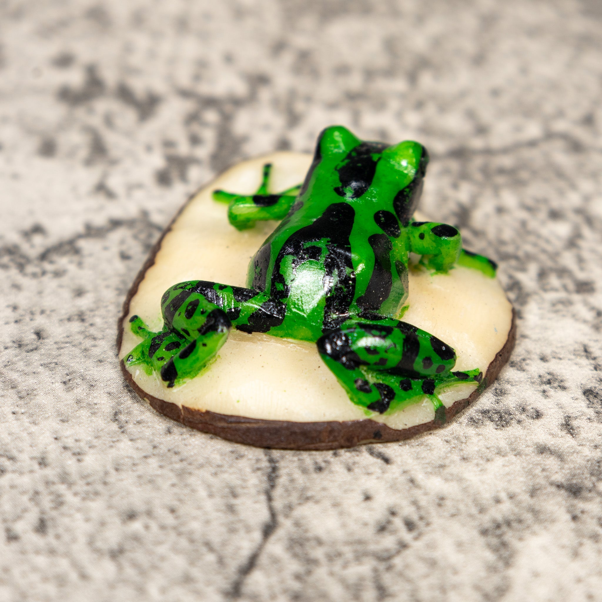 Green And Black Poison Dart Frog Tagua Carving