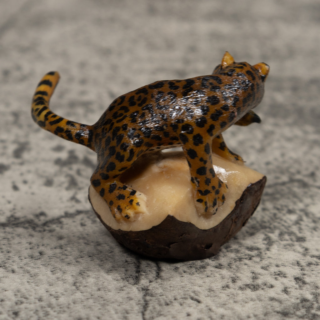 Jaguar Cat With Cub Tagua Carving