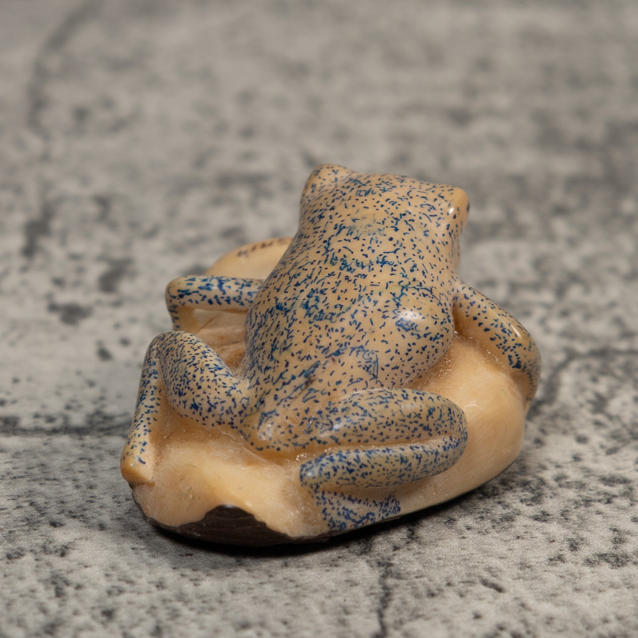 Vintage White And Blue Poison Dart Frog Tagua Carving