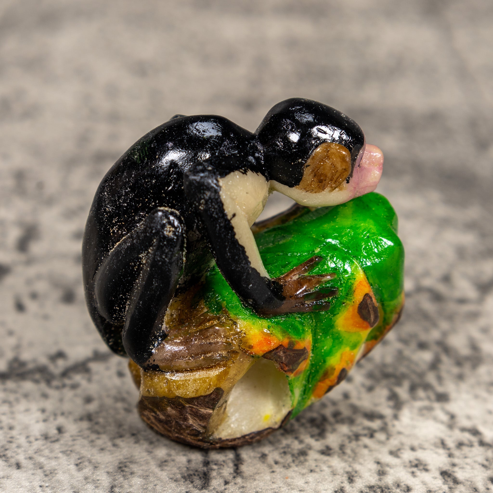 White Face Monkey On Pedestal Tagua Carving