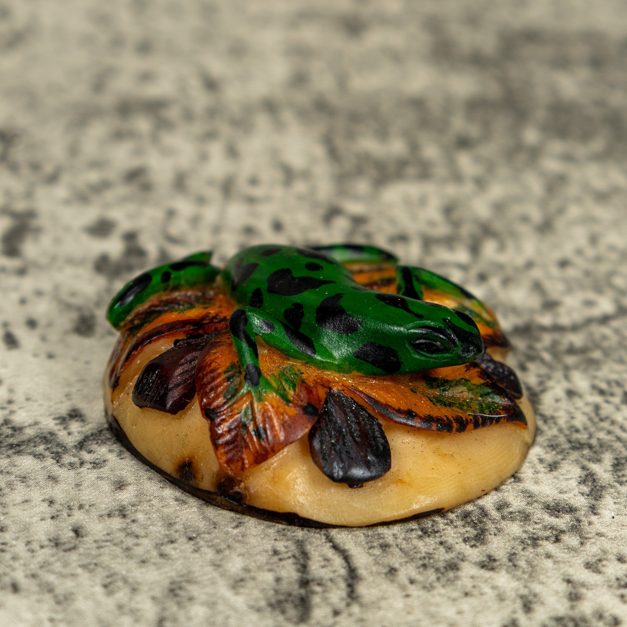 Black And Green Poison Dart Frog Tagua Carving