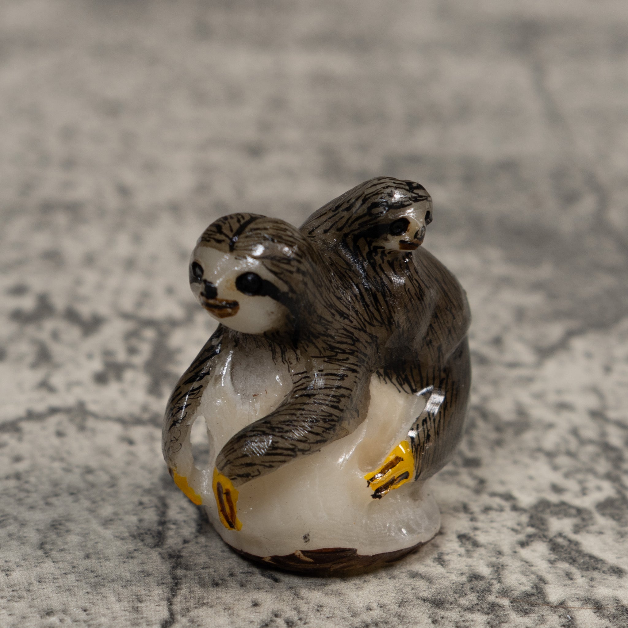 Gray Sloth With Cub Tagua Carving