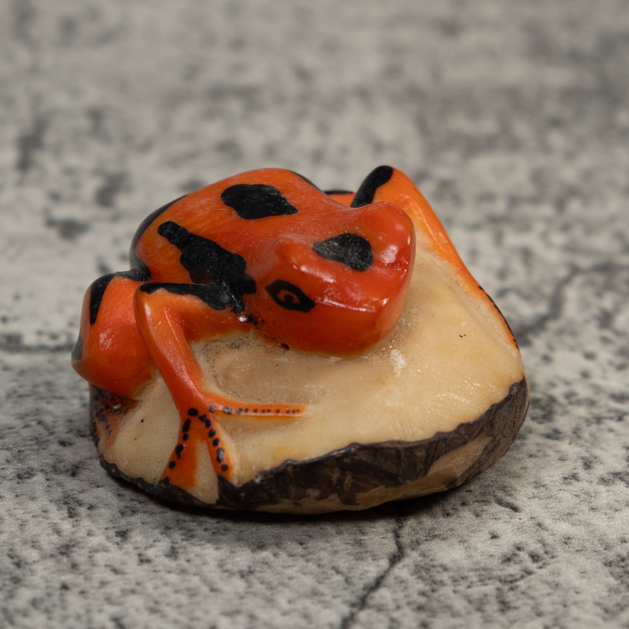 Orange And Black Poison Dart Frog Tagua Carving