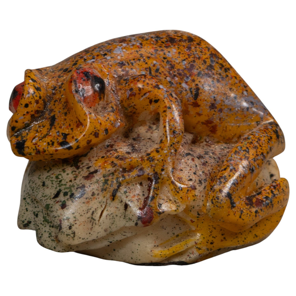 Sprinkled Orange Poison Dart Frog Tagua Carving