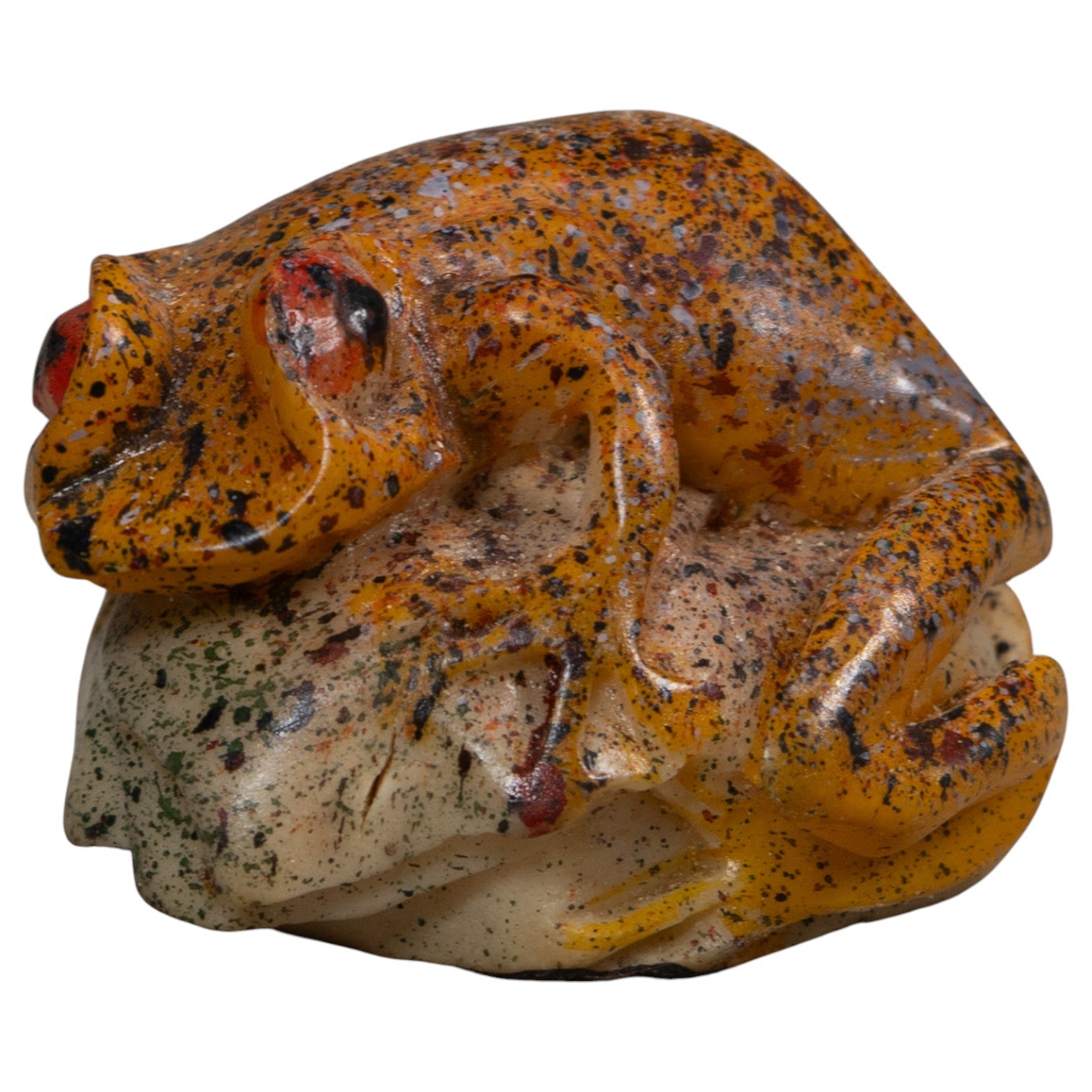 Sprinkled Orange Poison Dart Frog Tagua Carving