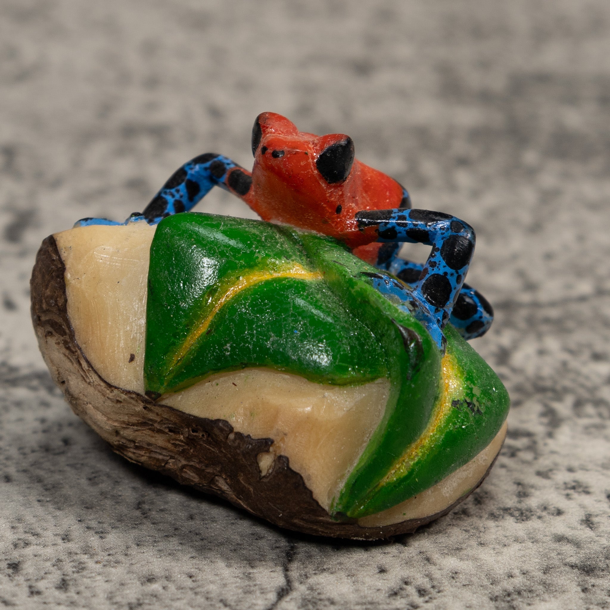Red And Blue Poison Dart Frog Tagua Carving