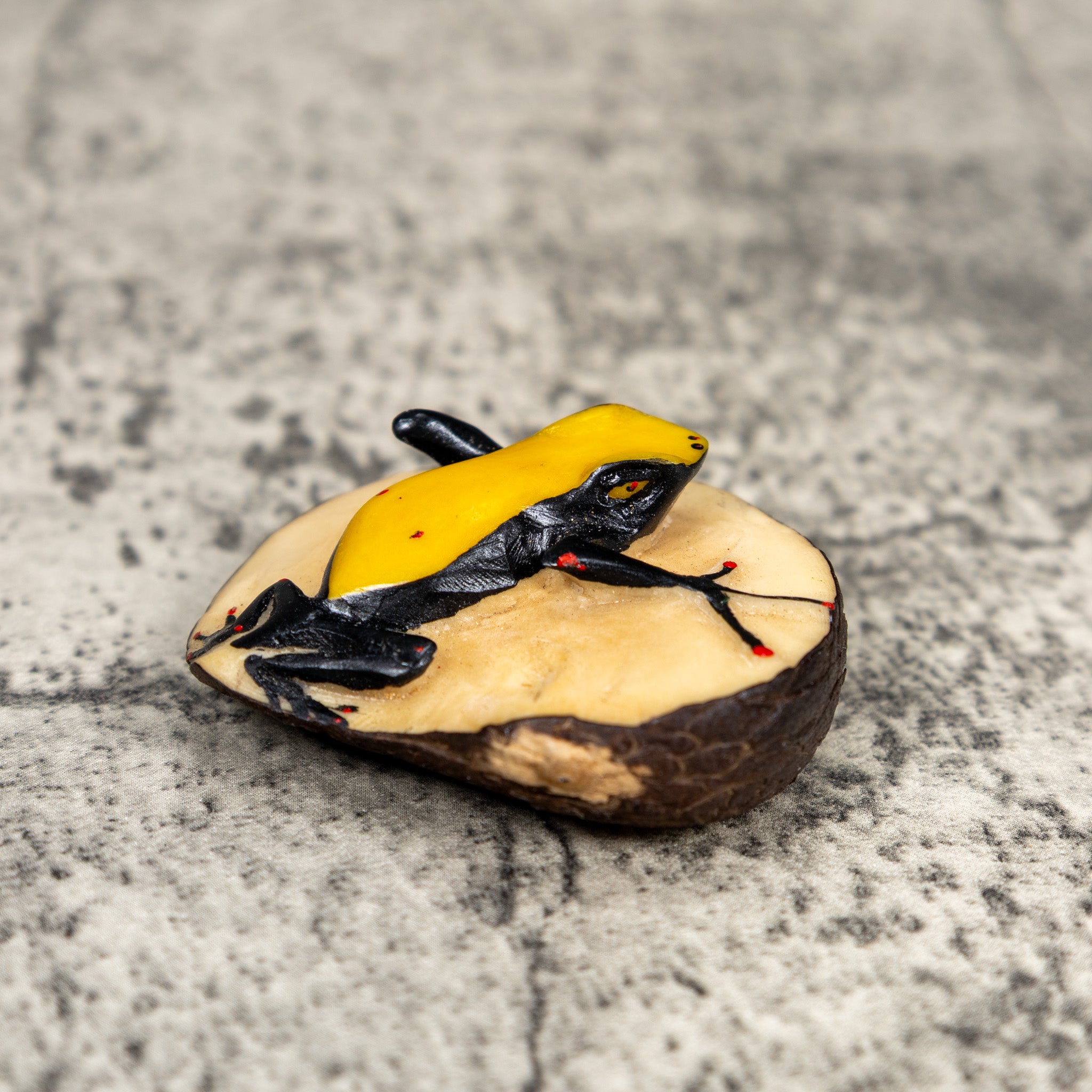 Black And Yellow Poison Dart Frog Tagua Carving