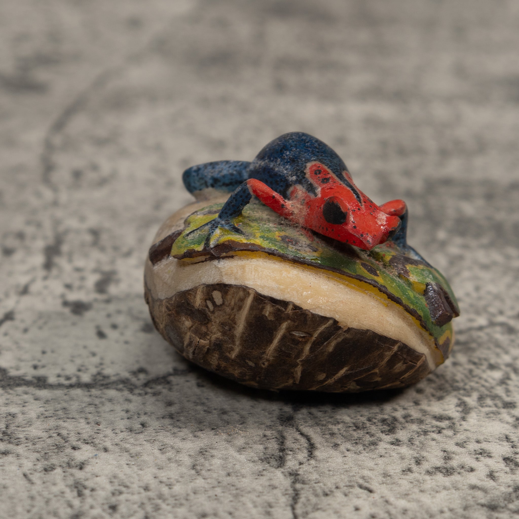 Red And Blue Poison Dart Frog Tagua Carving