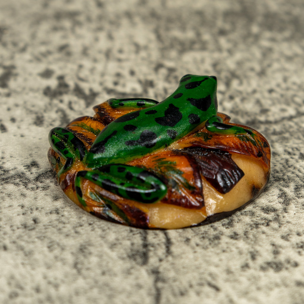 Black And Green Poison Dart Frog Tagua Carving