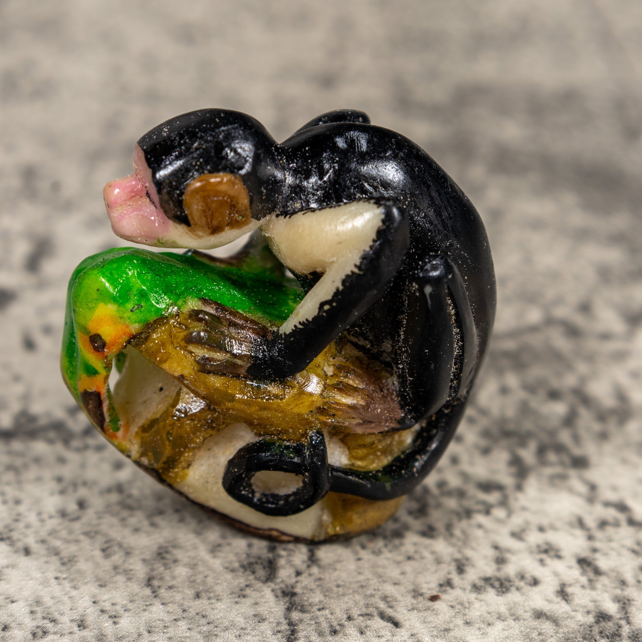 White Face Monkey On Pedestal Tagua Carving