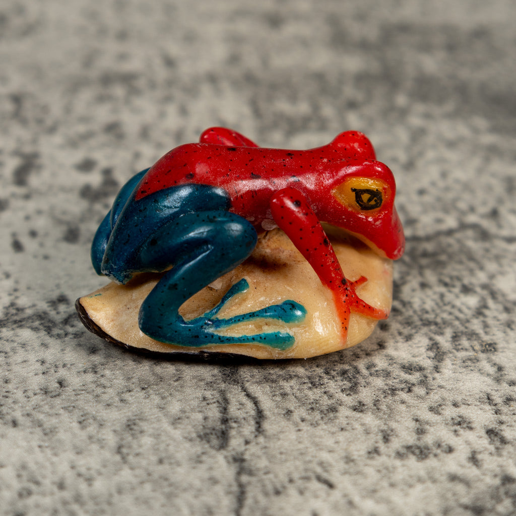 Red And Blue Poison Dart Frog Tagua Carving