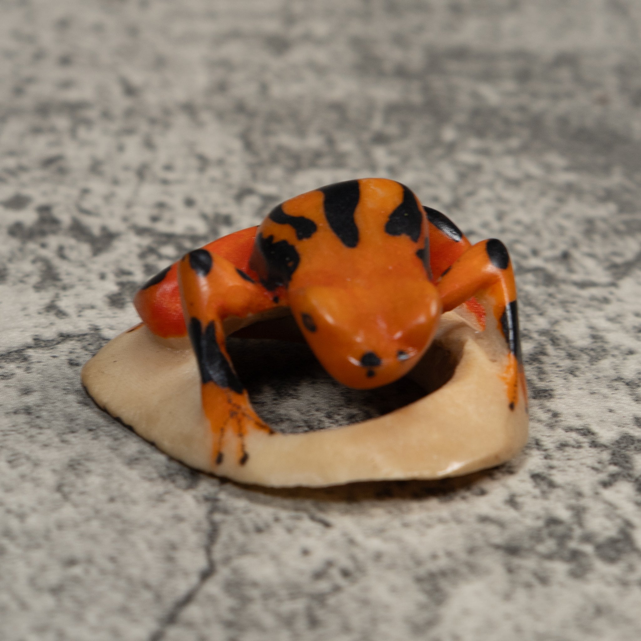 Vintage Orange And Black Poison Dart Frog Tagua Carving