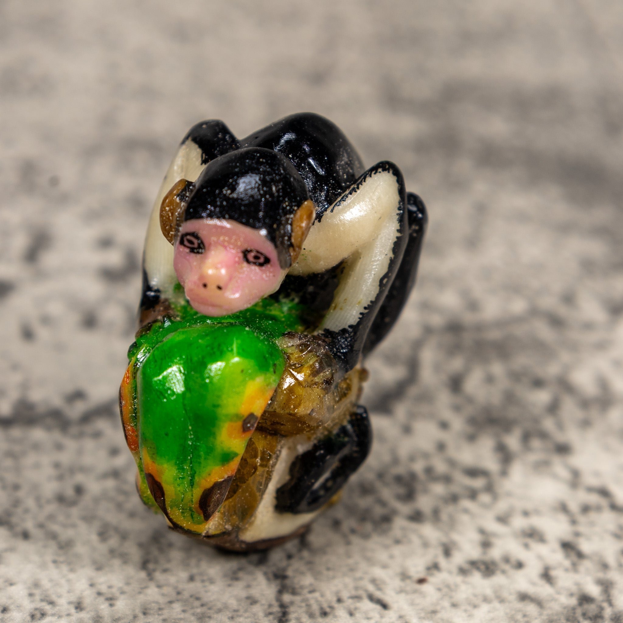 White Face Monkey On Pedestal Tagua Carving