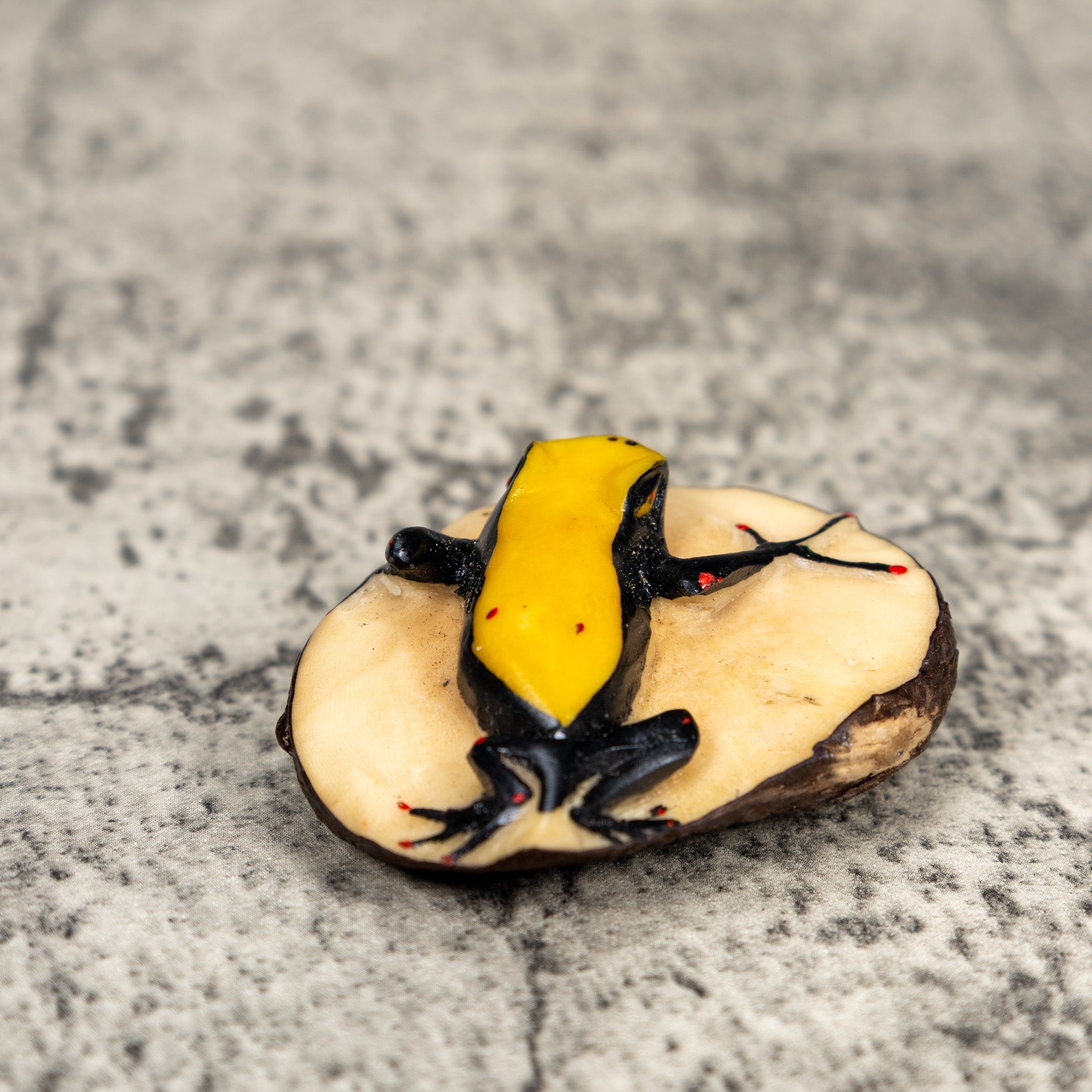 Black And Yellow Poison Dart Frog Tagua Carving