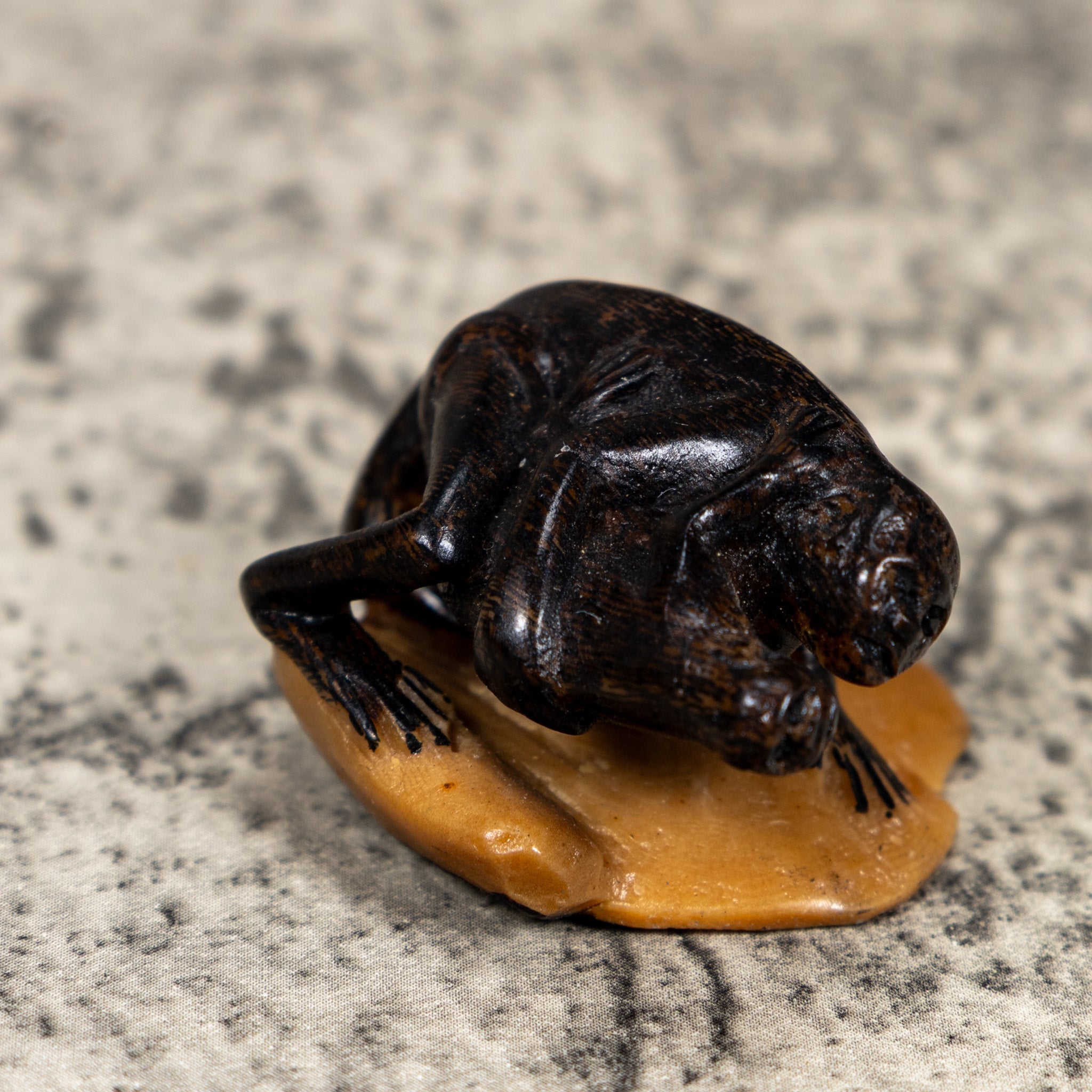 Vintage Howler Monkey On Log Tagua Carving