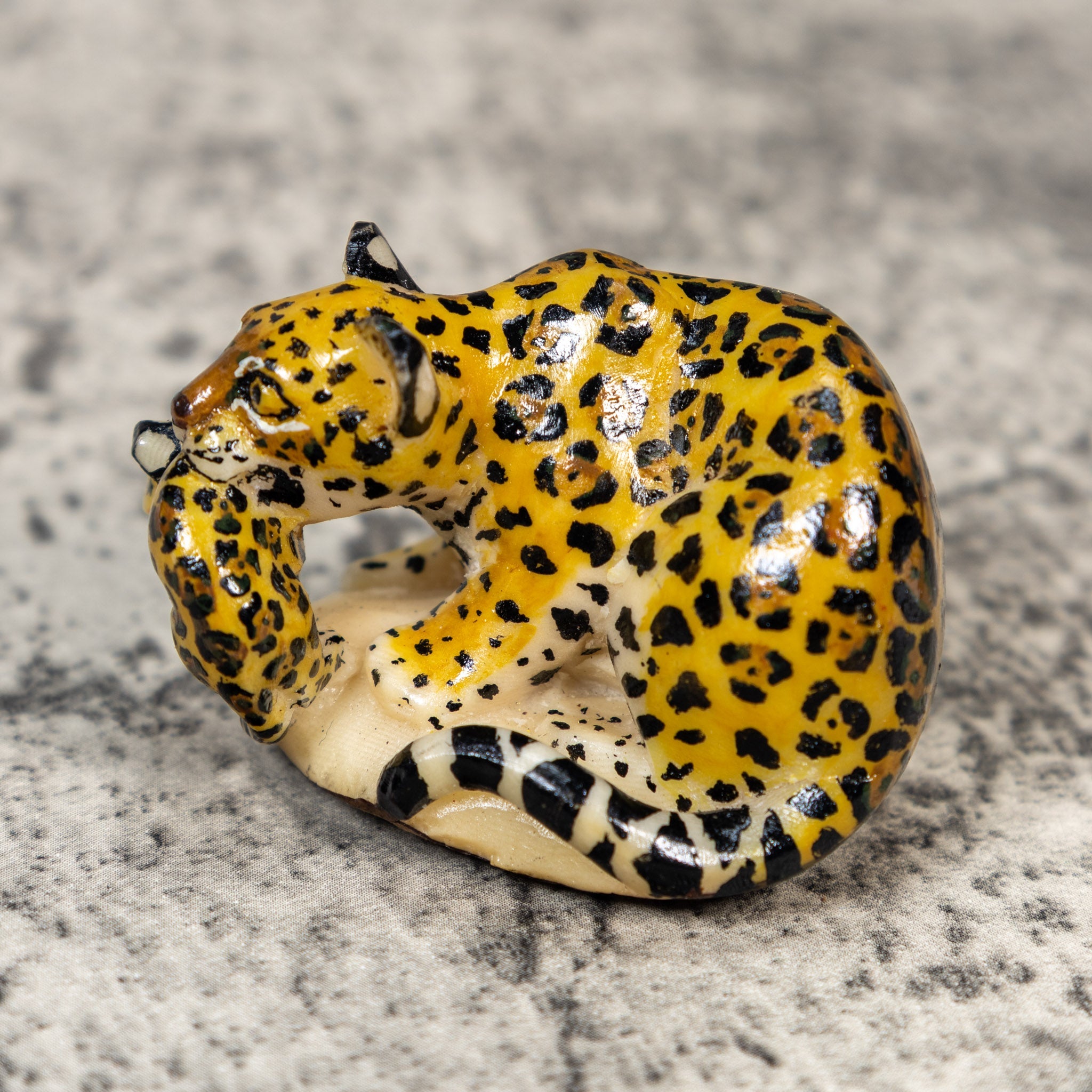 Jaguar Cat With Cub Tagua Carving