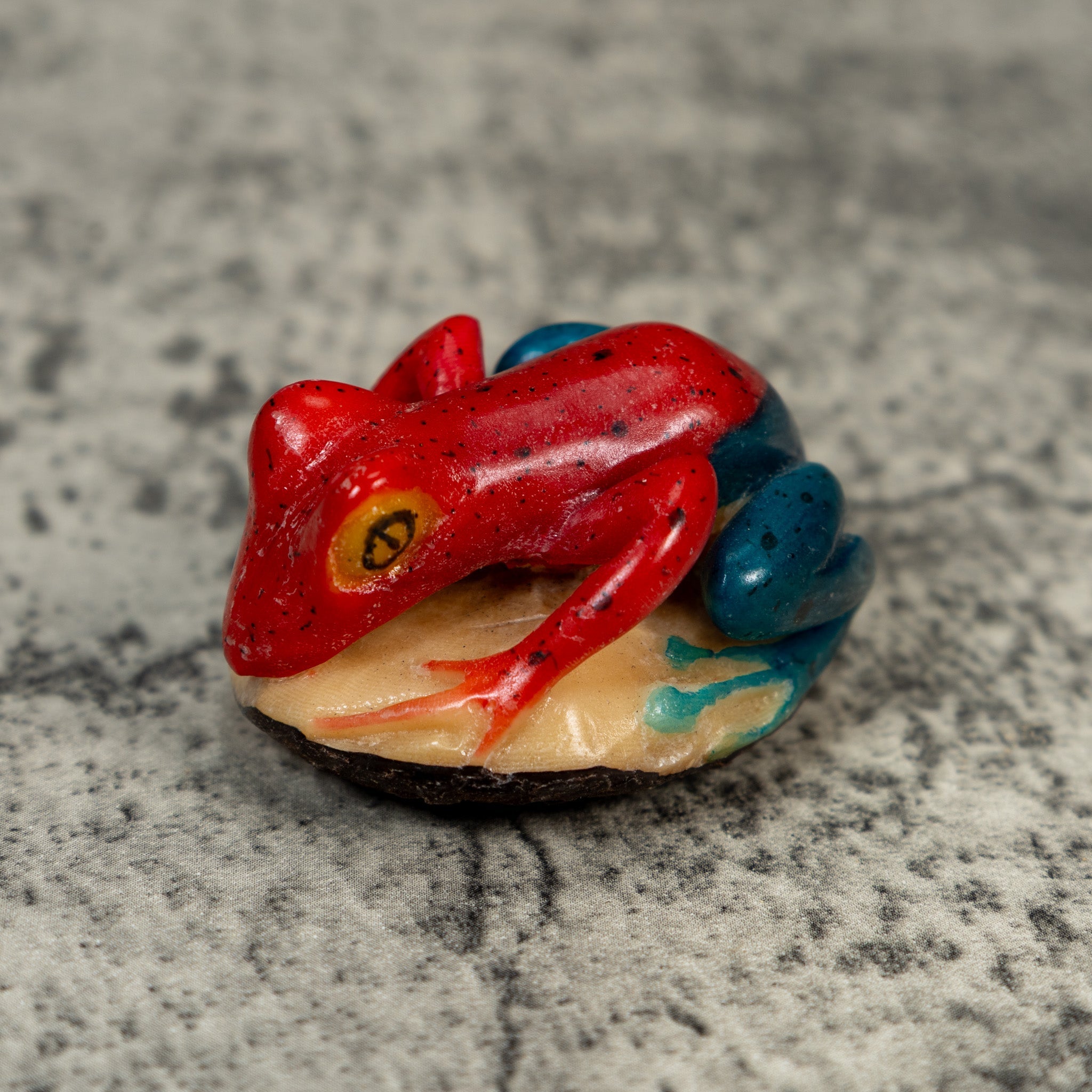 Red And Blue Poison Dart Frog Tagua Carving