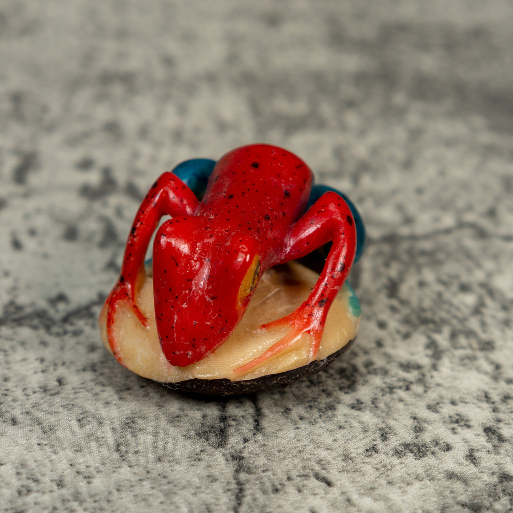Red And Blue Poison Dart Frog Tagua Carving