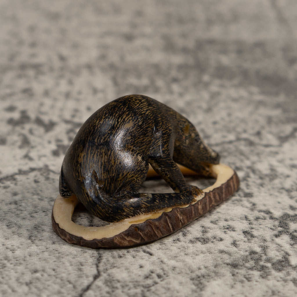 Vintage Brown Coatimundi Tagua Carving