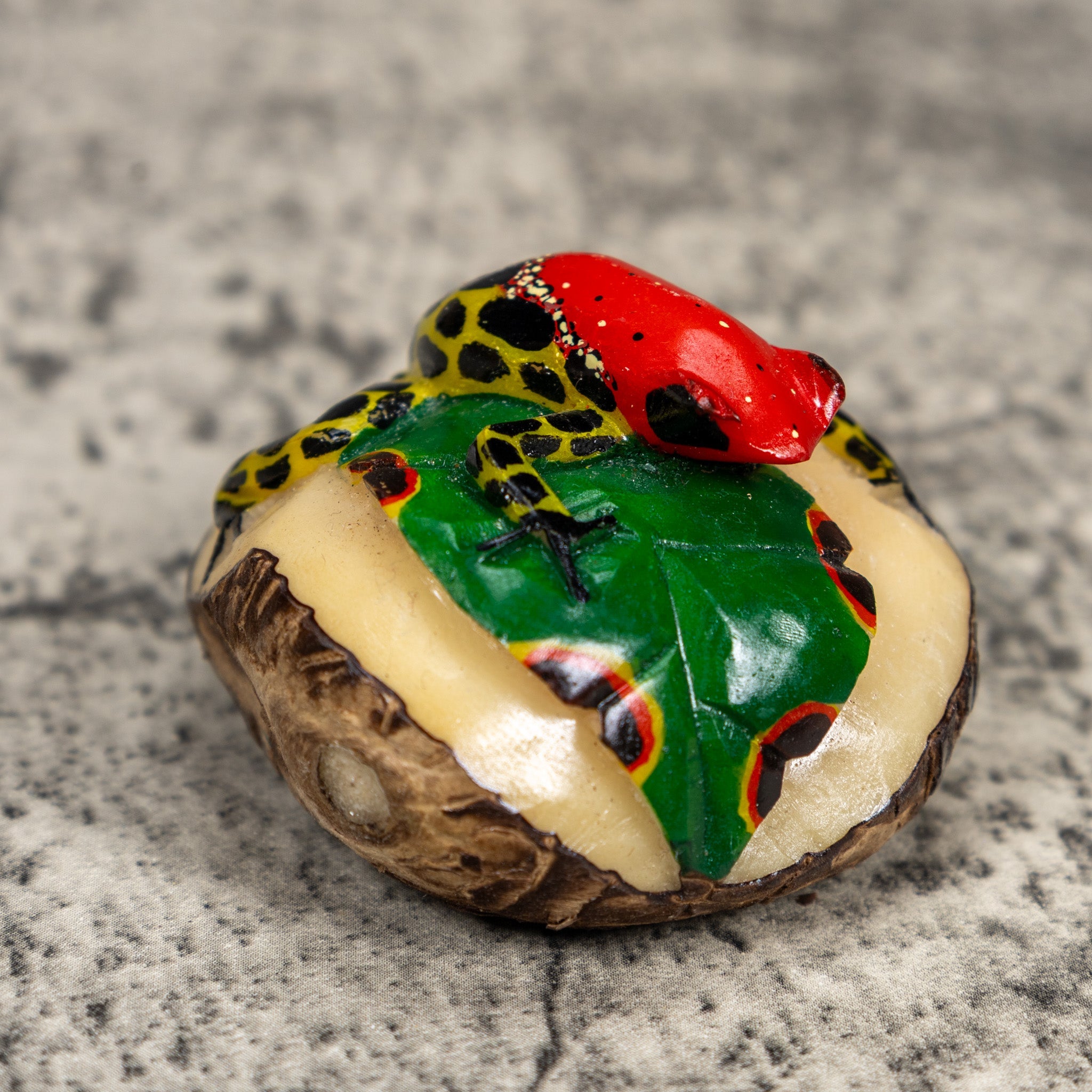 Black Red And Yellow Poison Dart Frog Tagua Carving