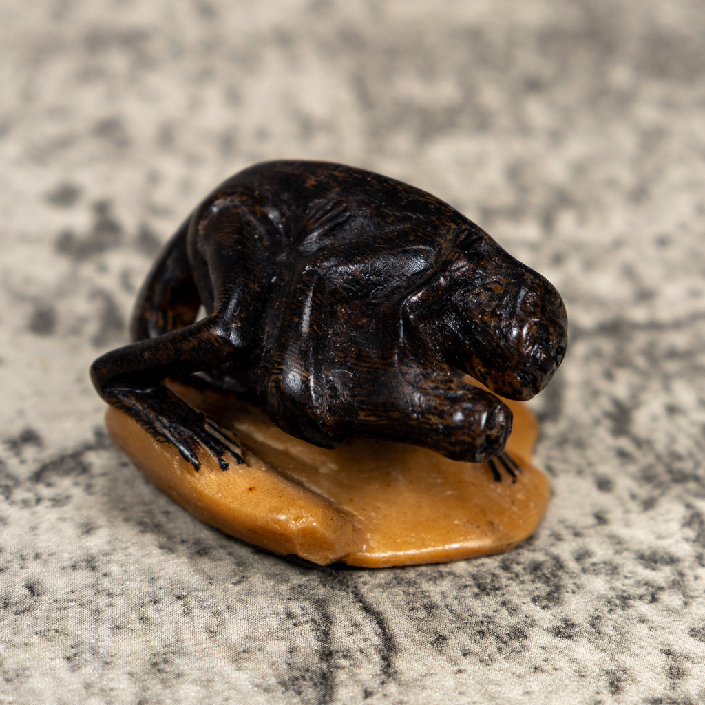 Vintage Howler Monkey On Log Tagua Carving