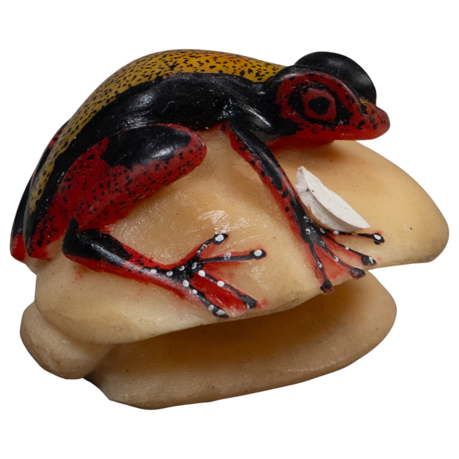Vintage Red Black And Gold Poison Dart Frog Tagua Carving