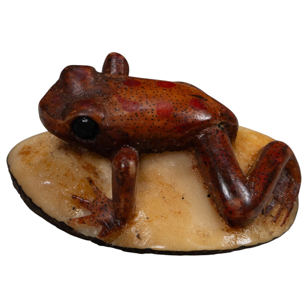 Vintage Brown Frog Tagua Carving