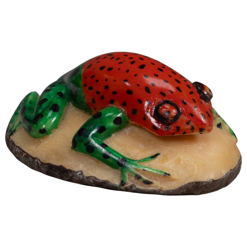 Vintage Red And Green Poison Dart Frog Tagua Carving