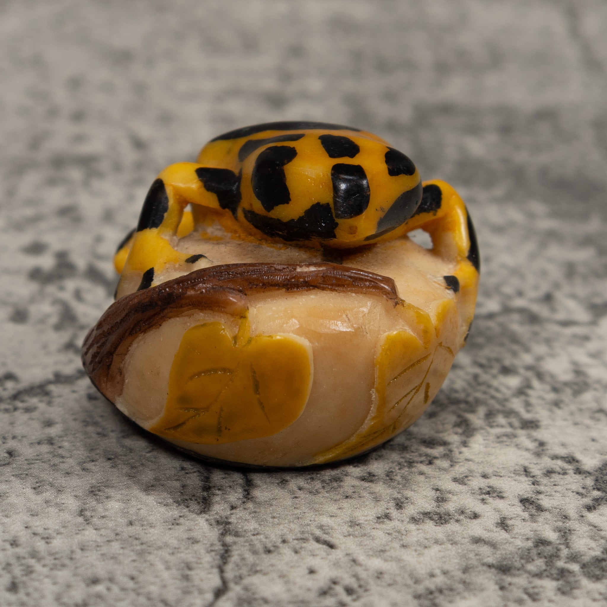 Black And Gold Frog Tagua Carving