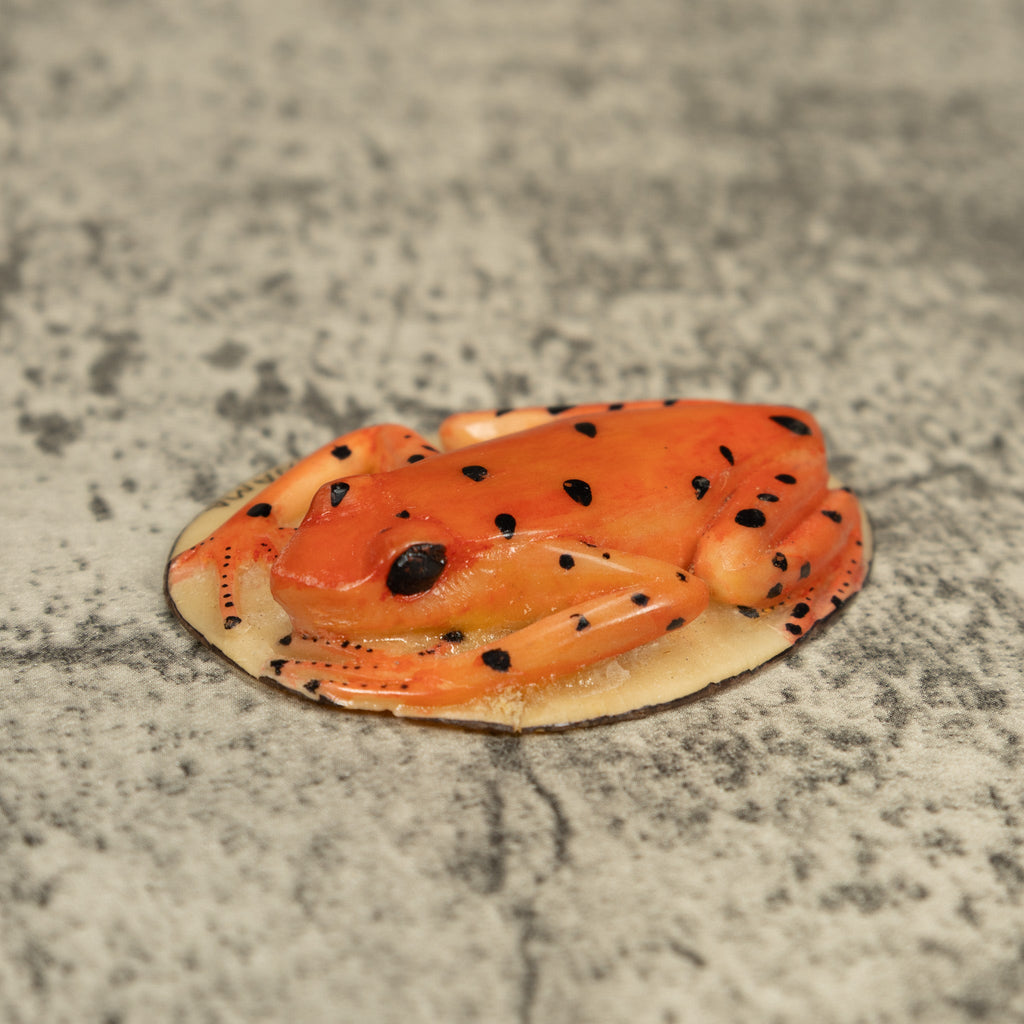 Orange Jungle Frog Tagua Carving
