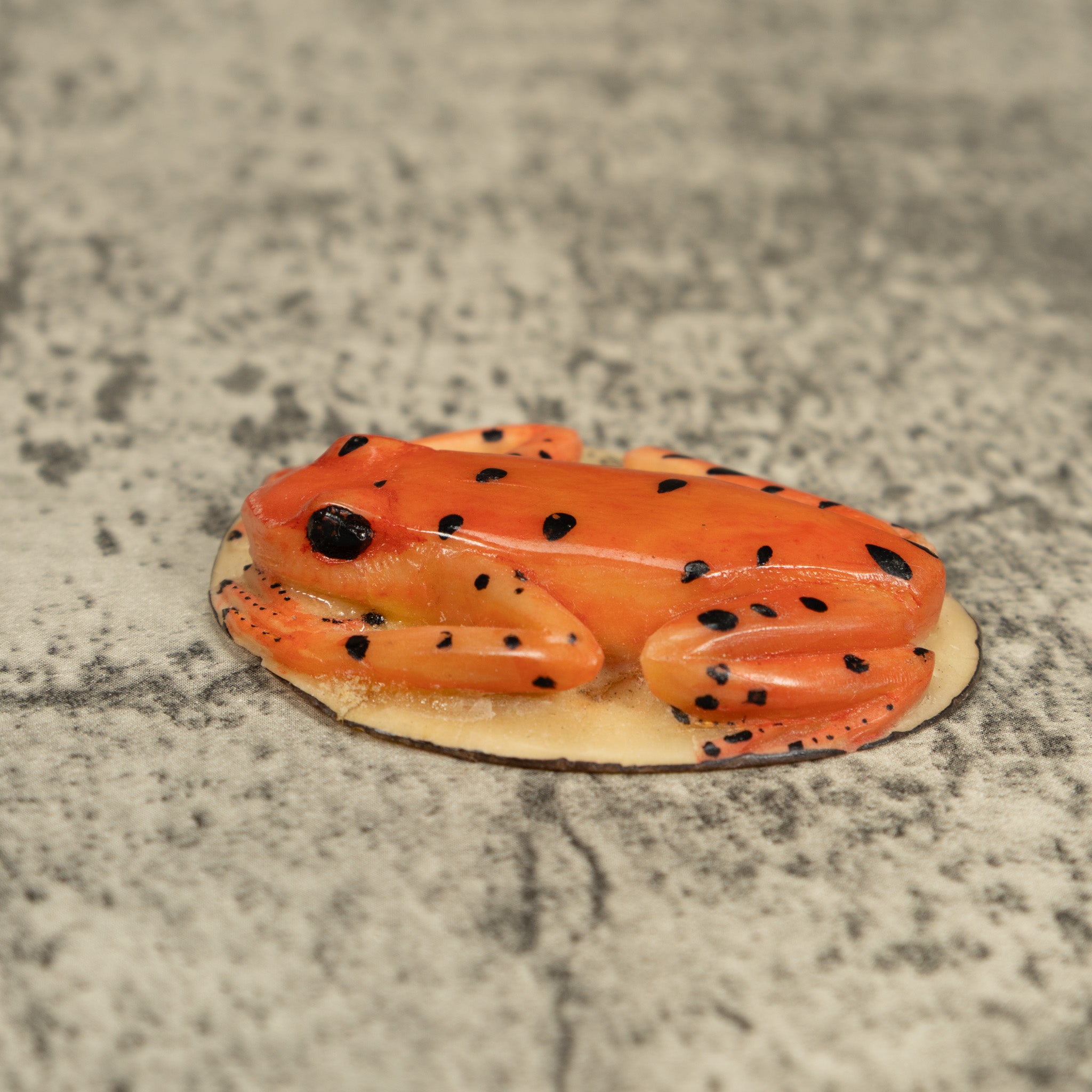 Orange Jungle Frog Tagua Carving