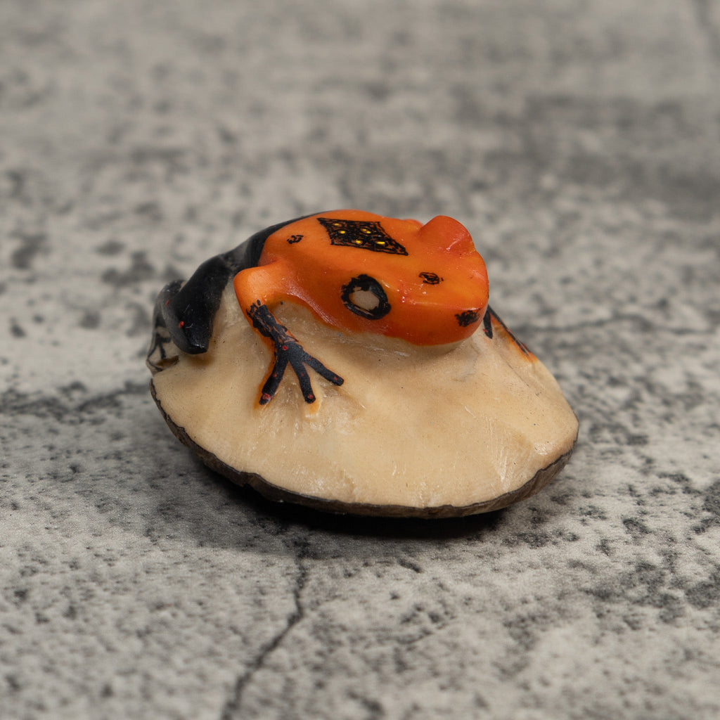 Vintage Orange And Black Poison Dart Frog Tagua Carving
