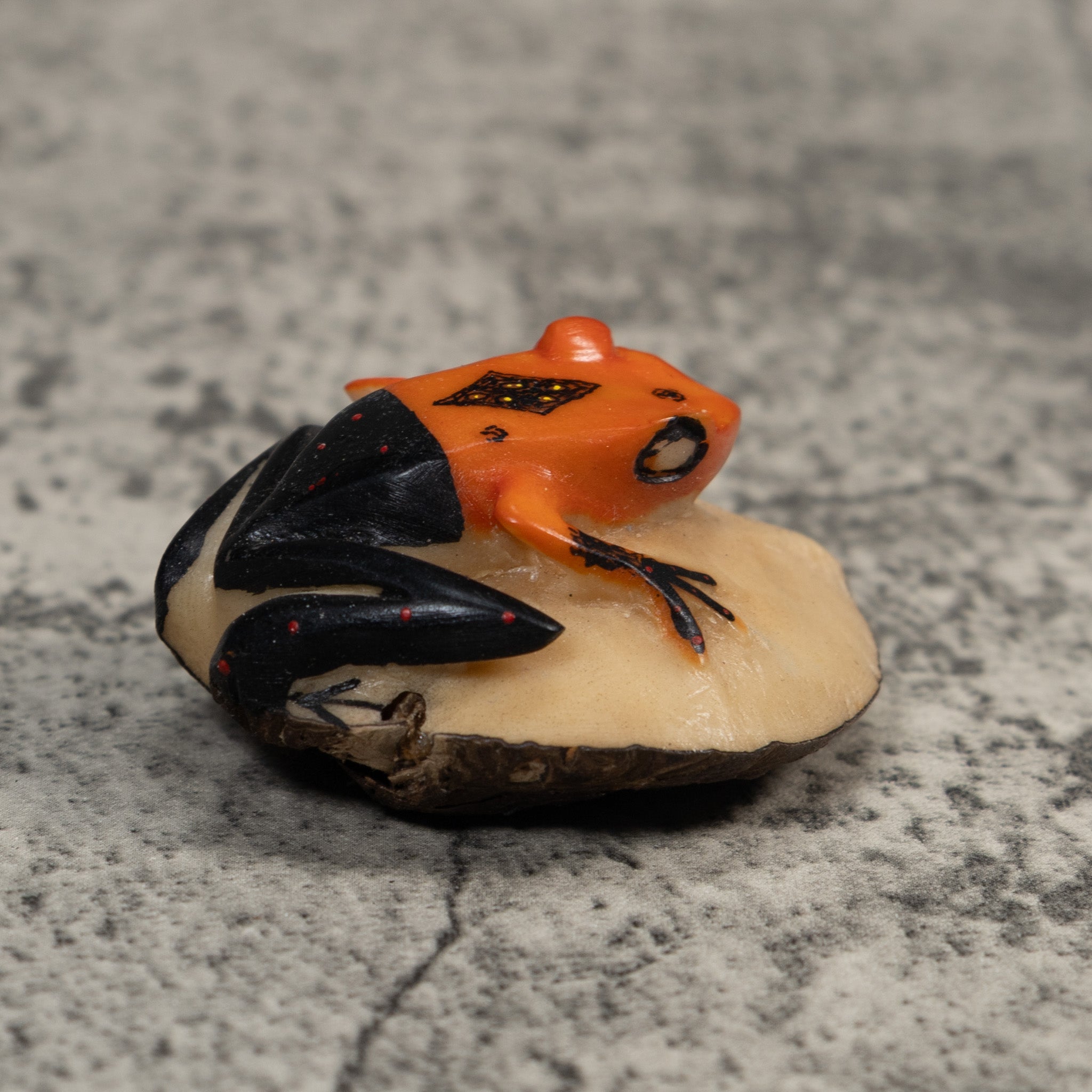 Vintage Orange And Black Poison Dart Frog Tagua Carving