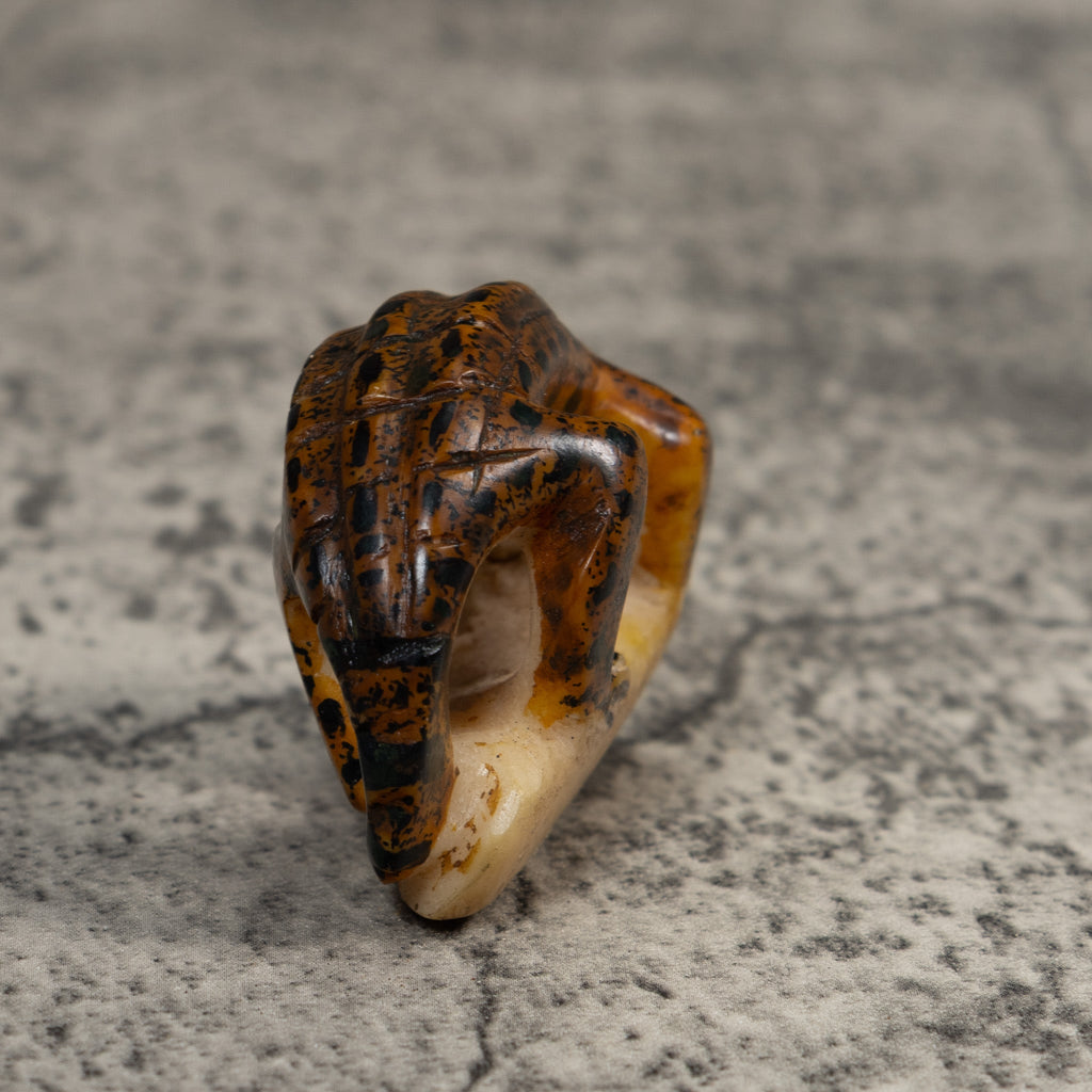 Vintage Brown Alligator Crocodile Tagua Carving