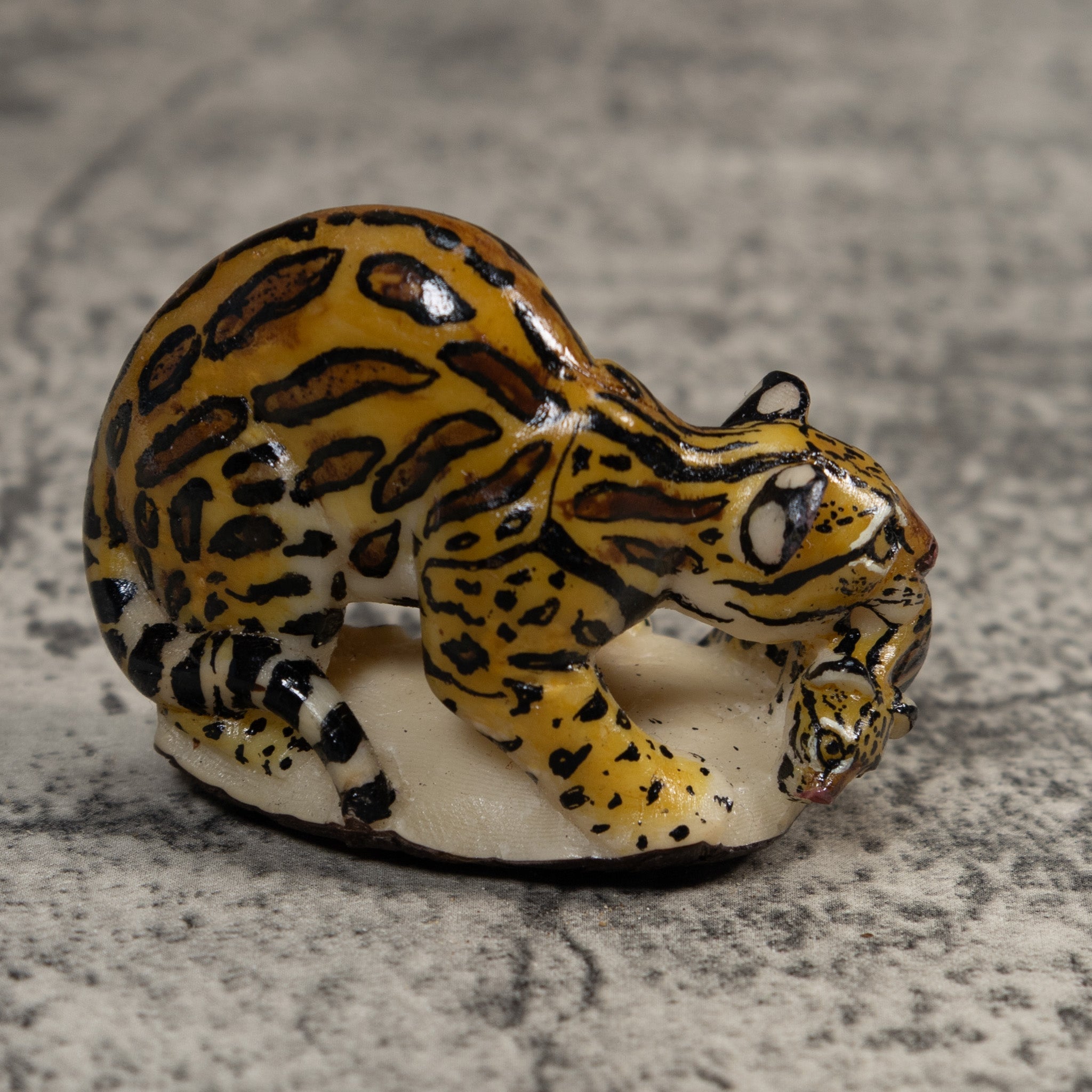 Jaguar Cat With Cub Tagua Carving