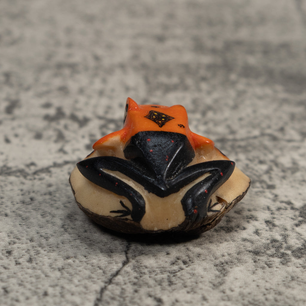 Vintage Orange And Black Poison Dart Frog Tagua Carving