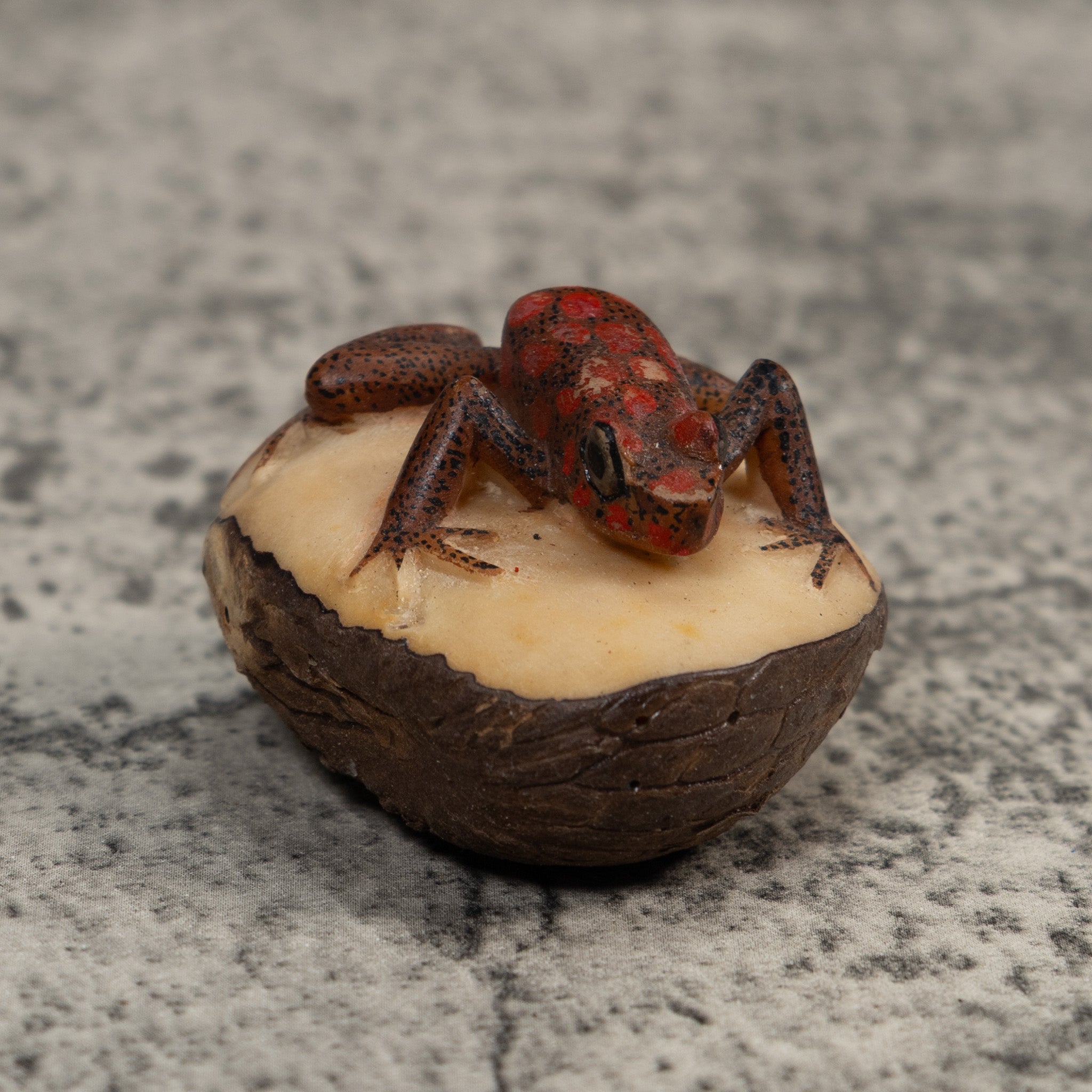 Red And Black Poison Dart Frog Tagua Carving