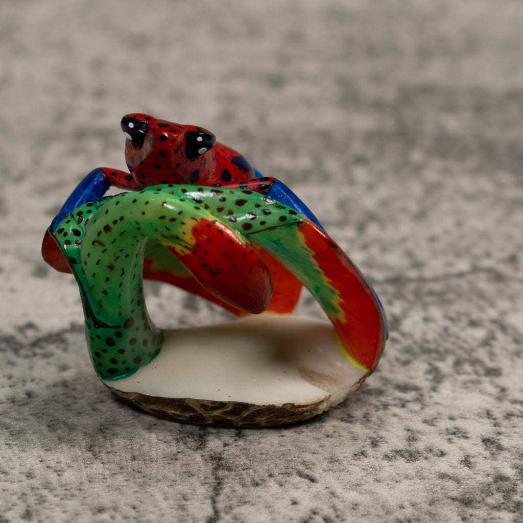 Red And Blue Poison Dart Frog Tagua Carving