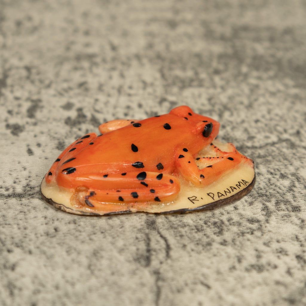 Orange Jungle Frog Tagua Carving
