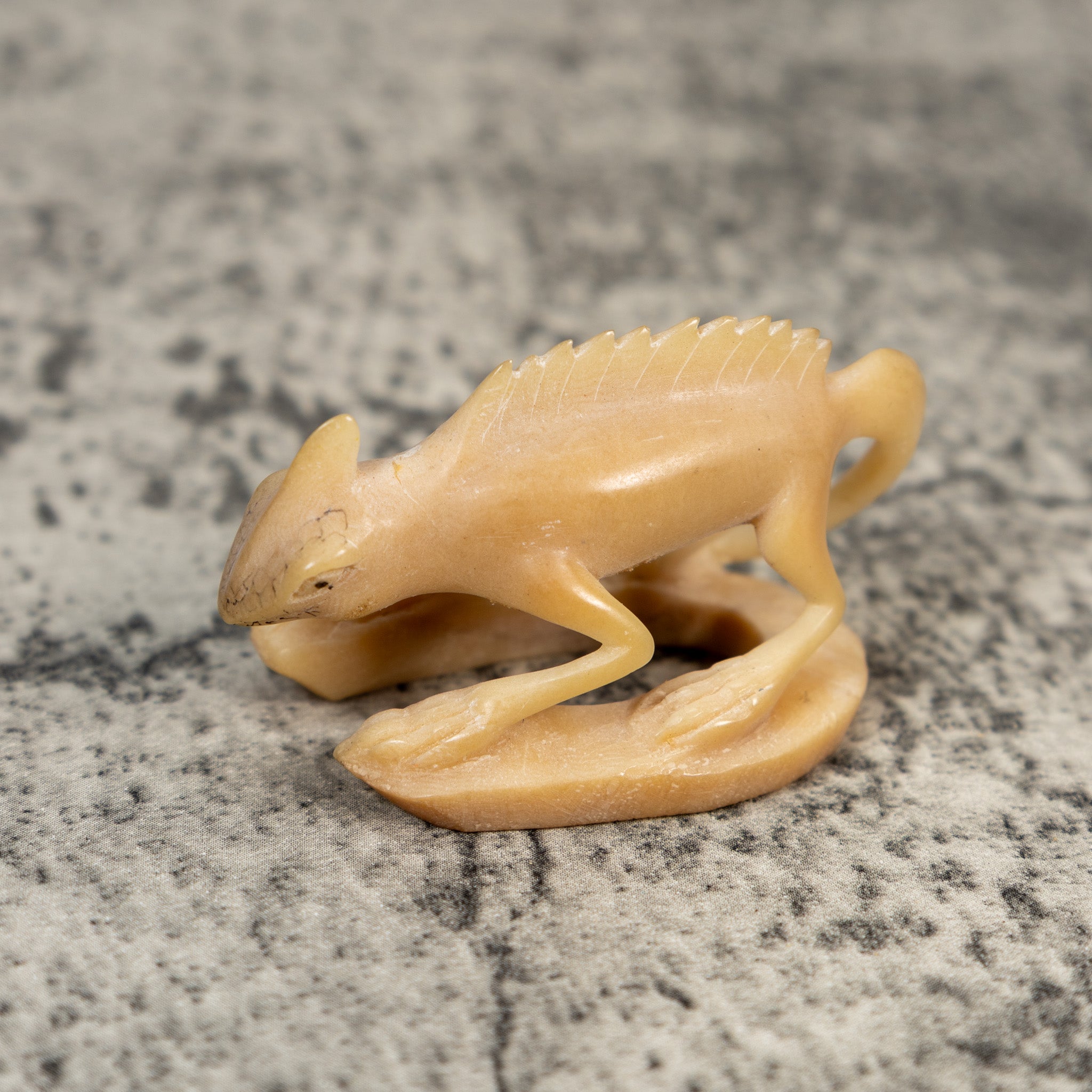 Vintage Natural White Jesus Lizard Tagua Carving