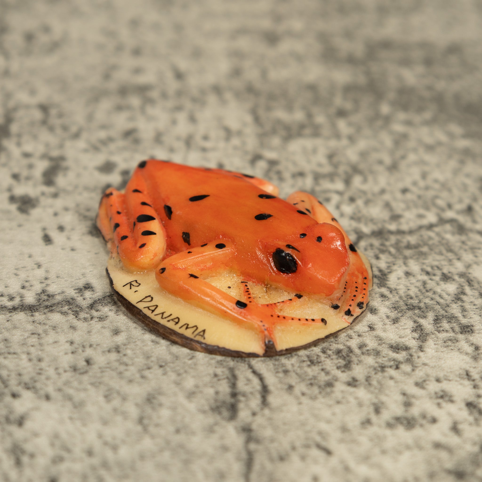 Orange Jungle Frog Tagua Carving
