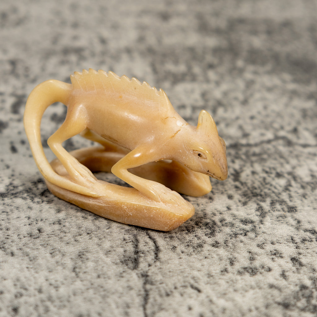 Vintage Natural White Jesus Lizard Tagua Carving