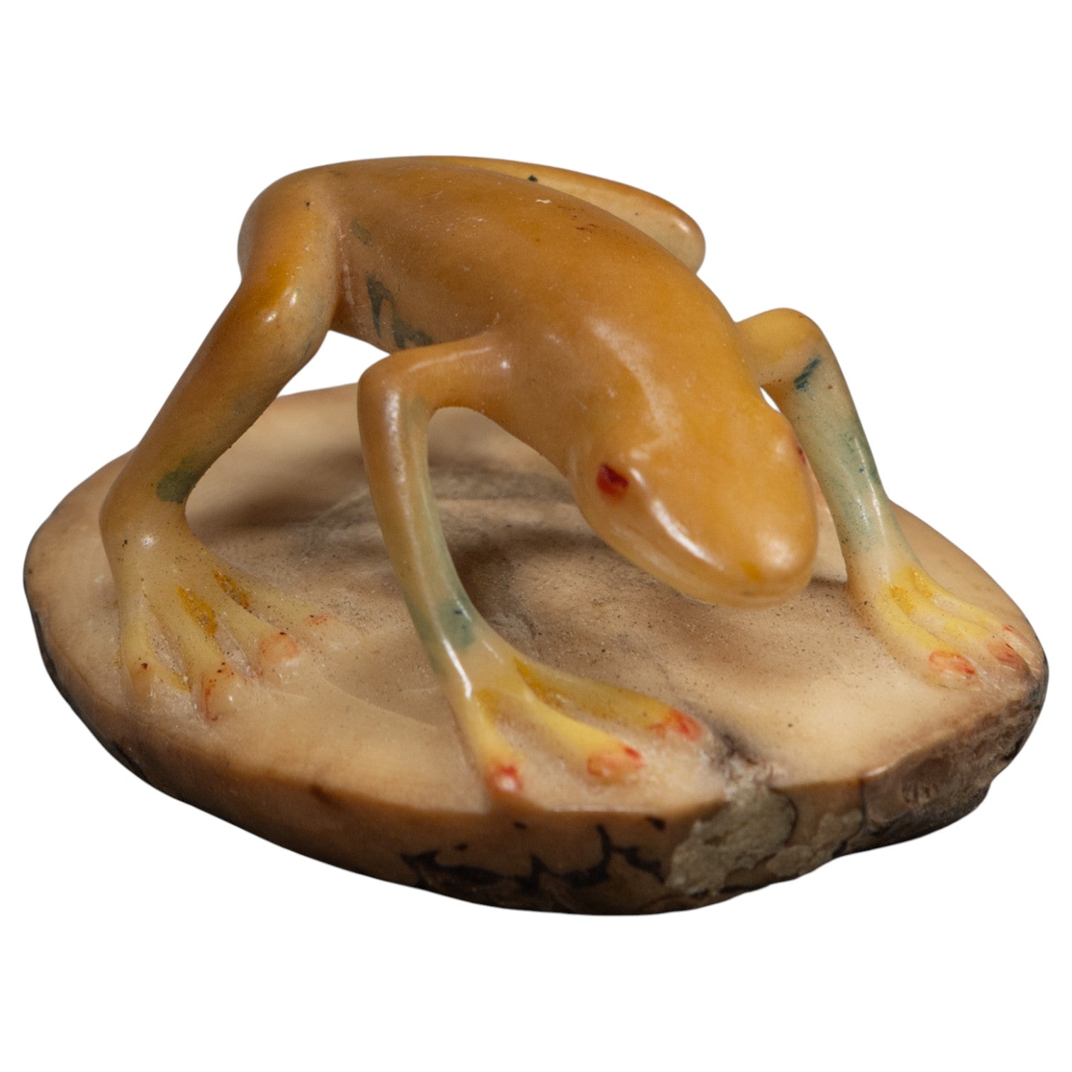 Vintage Gold Frog Tagua Carving