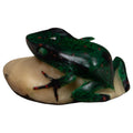 Vintage Green And Black Frog Tagua Carving