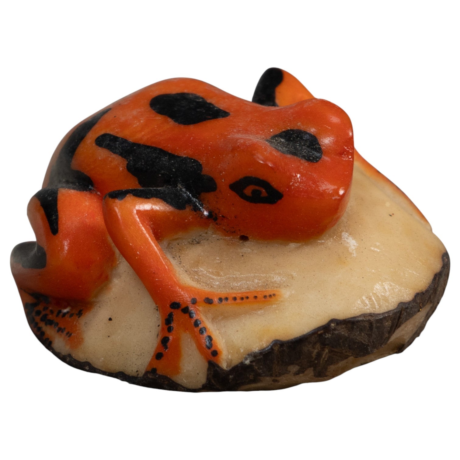 Orange And Black Poison Dart Frog Tagua Carving