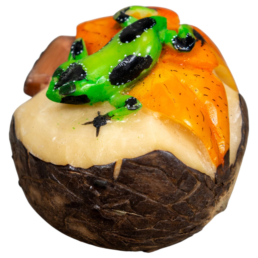 Orange Green And Black Poison Dart Frog Tagua Carving